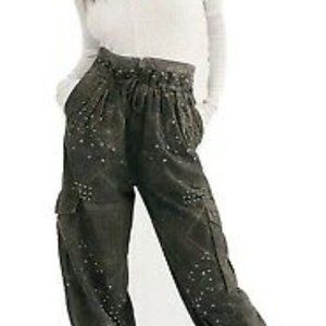 Free People Fly Away Studded Parachute Pants Print